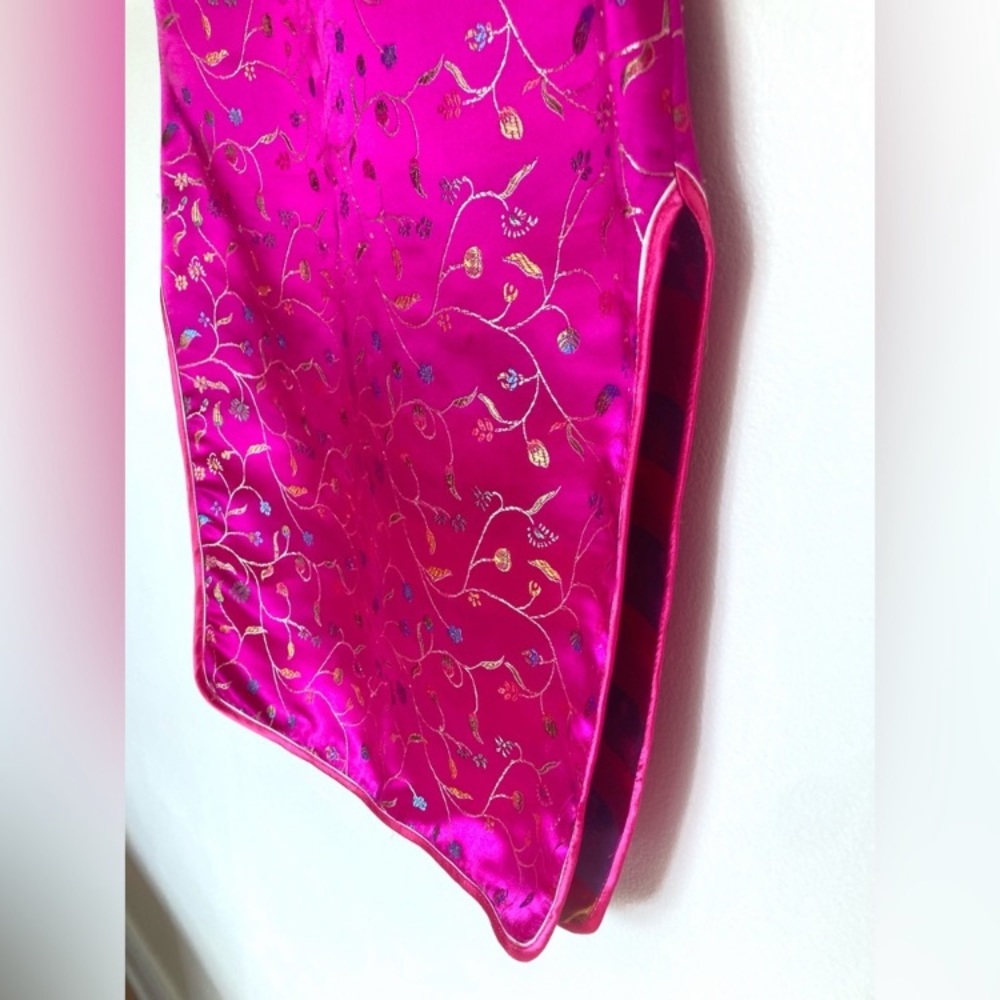 Pink Floral Print Cheongsam Qipao Dress